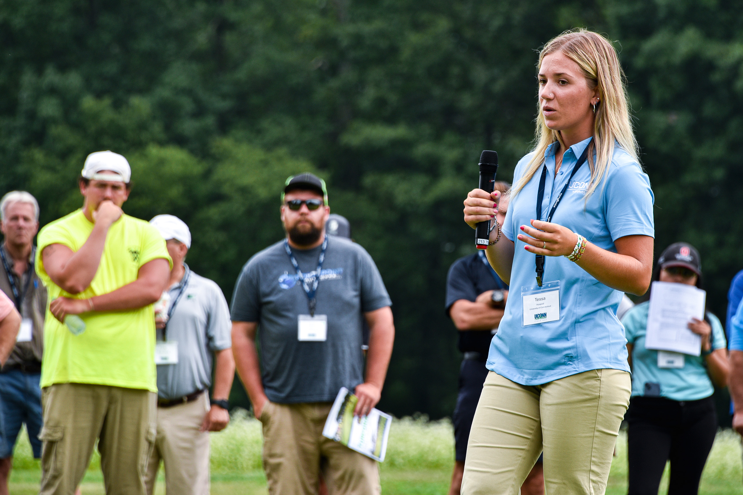 Instructor speaking at turfgrass field day