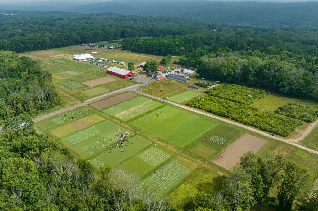 aerial view of the research farm showing off the various experimental plots